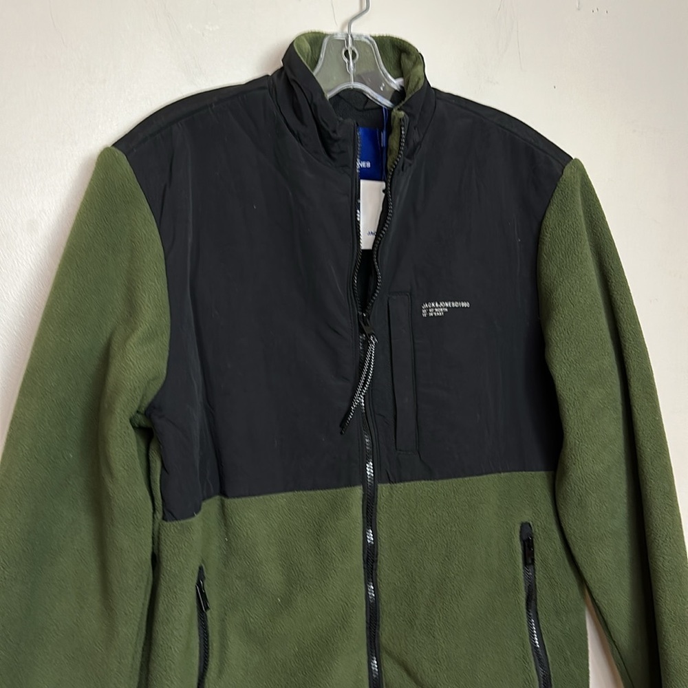 Jack & Jones Jorblake Bf Fleece Zip Up Jacket in Forest Night - Picture 5 of 10